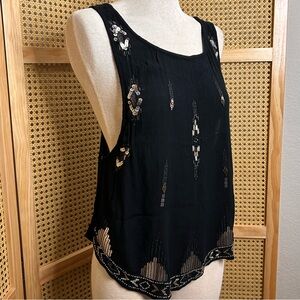 FREE PEOPLE Black Sequin Sleeveless Top